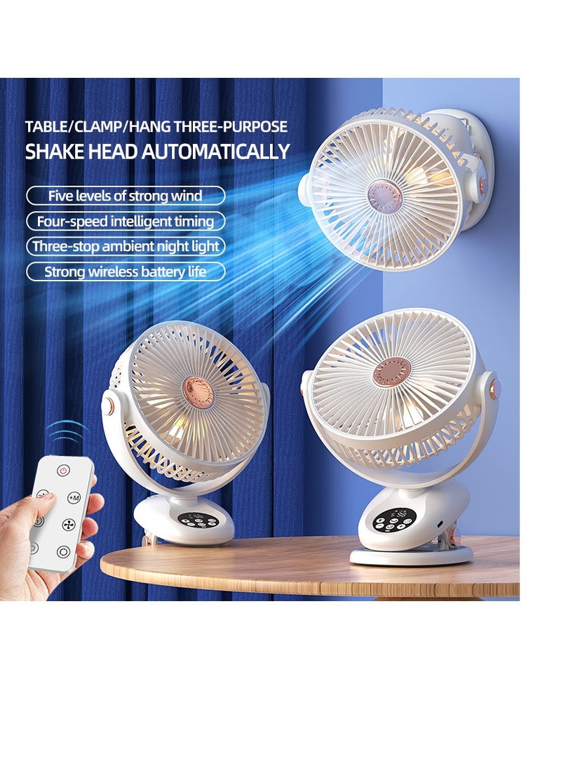 CityRiya-Long Desk Fan,clamp Portable Desk Clip Fan,Hanging Fan, Rechargeable Desk Fan, Rotating Strong Wind, 5 Speed,Quiet Personal Small Chiller, for Stroller Home Office Travel Bedroom (Hanging/Table/Clip-F2)  - Image 3