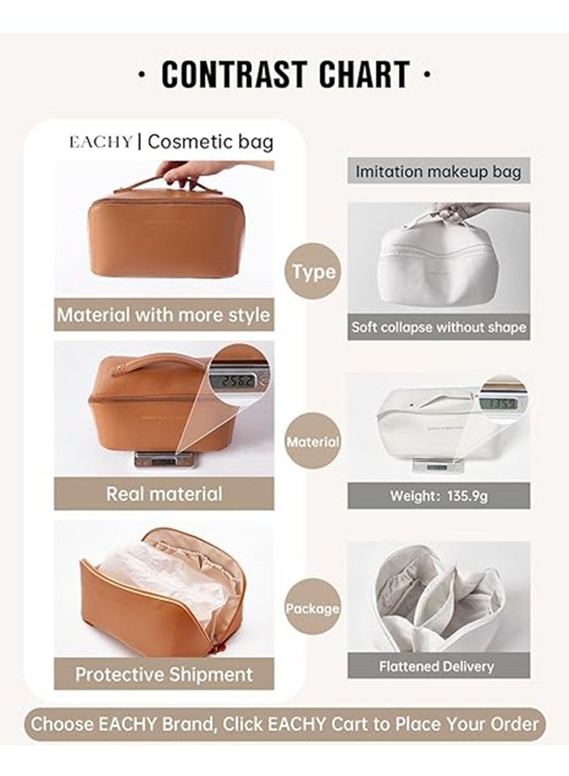 Travel Makeup Bag,Large Capacity Cosmetic Bags for Women,Waterproof Portable Pouch Open Flat Toiletry Bag Make up Organizer with Divider and Handle - Image 4