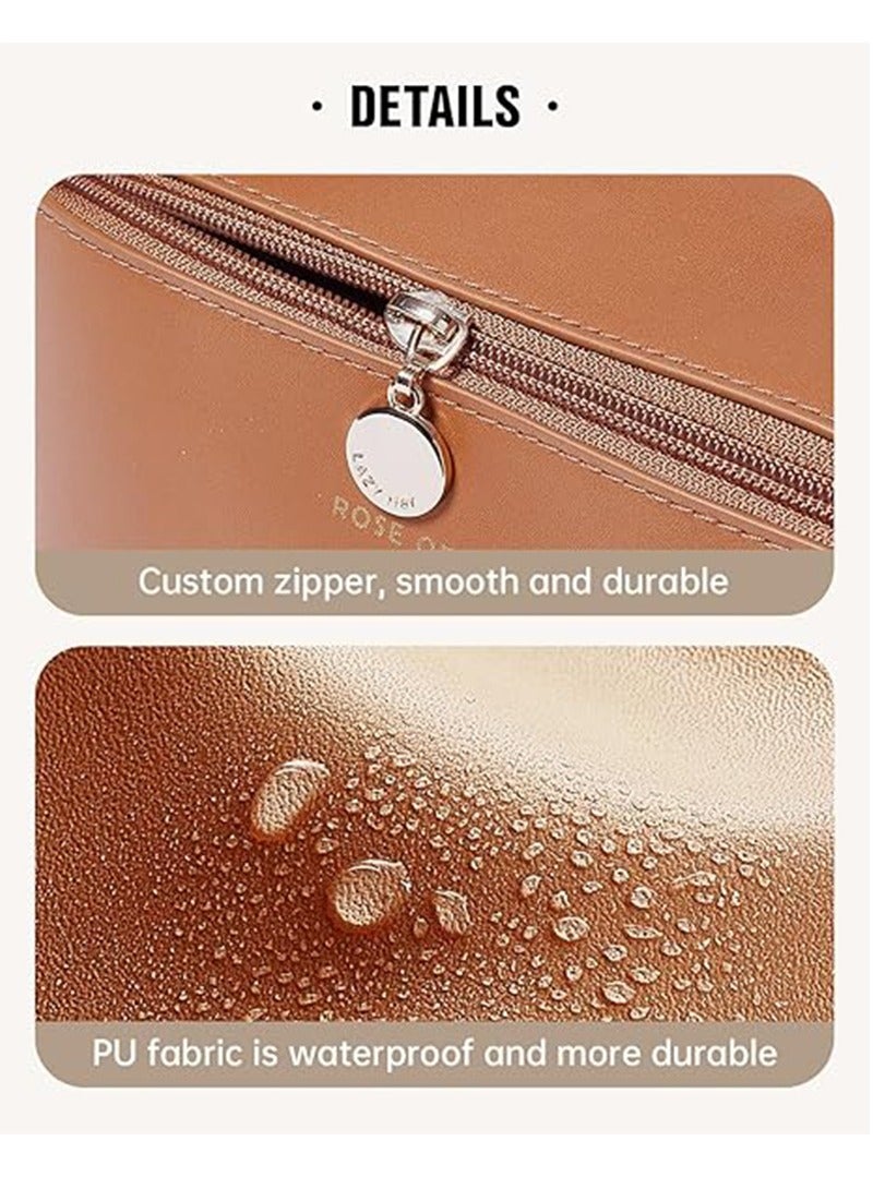 Travel Makeup Bag,Large Capacity Cosmetic Bags for Women,Waterproof Portable Pouch Open Flat Toiletry Bag Make up Organizer with Divider and Handle - Image 5