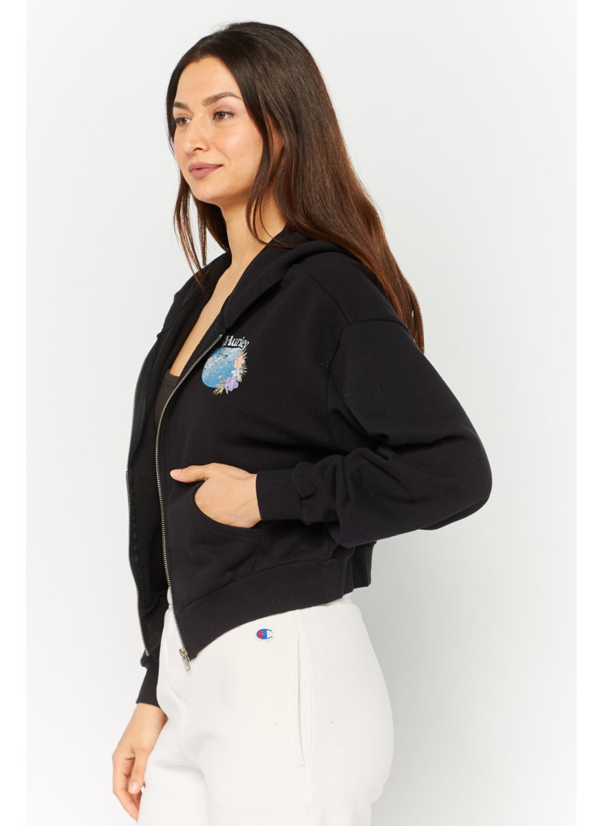 Hurley Women Sportswear Fit Outdoor Crop Sweatshirt, Black Combo  - Image 3