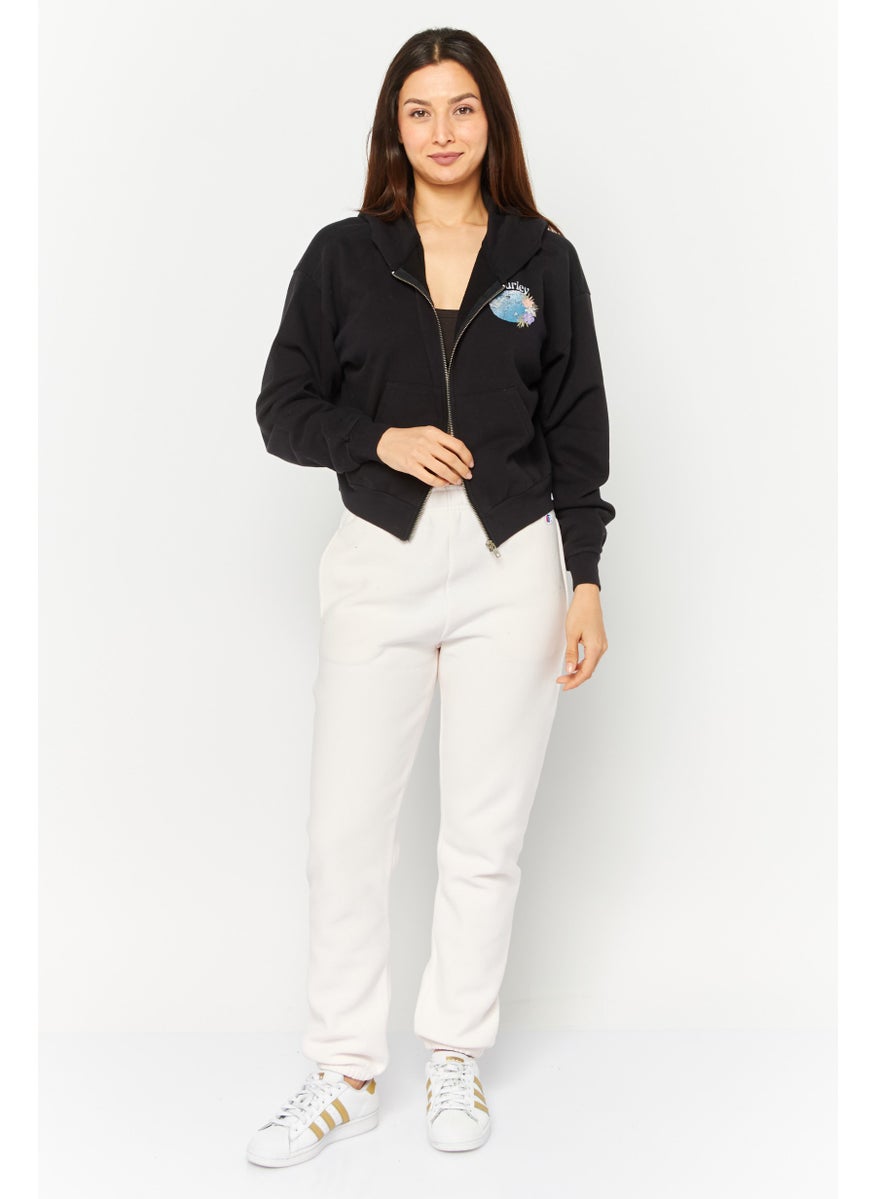 Hurley Women Sportswear Fit Outdoor Crop Sweatshirt, Black Combo  - Image 2