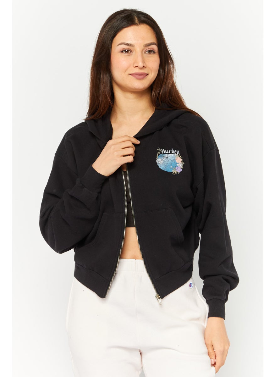 Hurley Women Sportswear Fit Outdoor Crop Sweatshirt, Black Combo  - Image 1