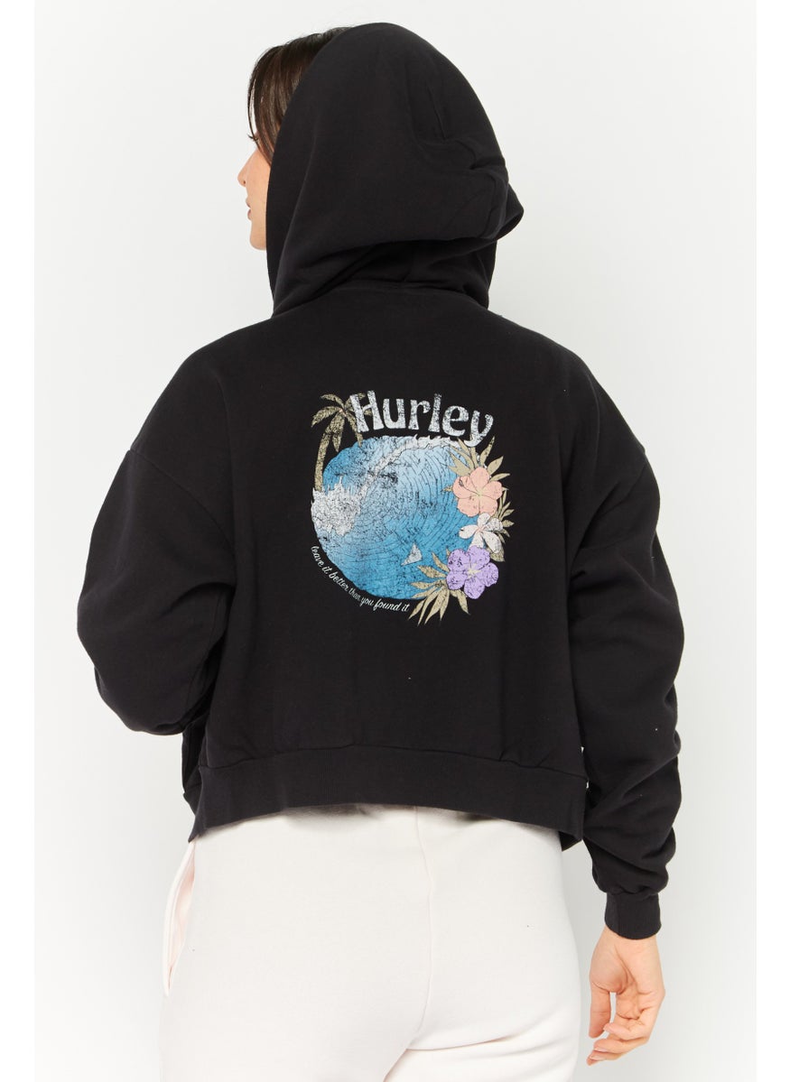 Hurley Women Sportswear Fit Outdoor Crop Sweatshirt, Black Combo  - Image 4