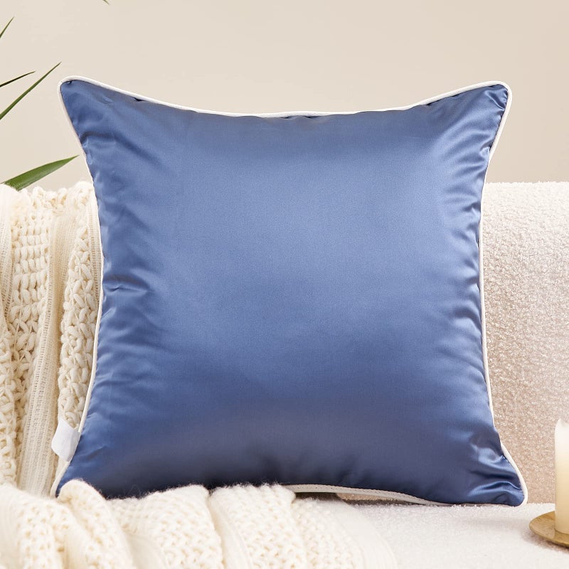 Avigers 18 x 18 Inch Square Navy Blue Silver Gold Abstract Striped Embroidery Cushion Case Luxury Modern Throw Pillow Cover Decorative Pillow for Couch Living Room Bedroom Car - Image 2