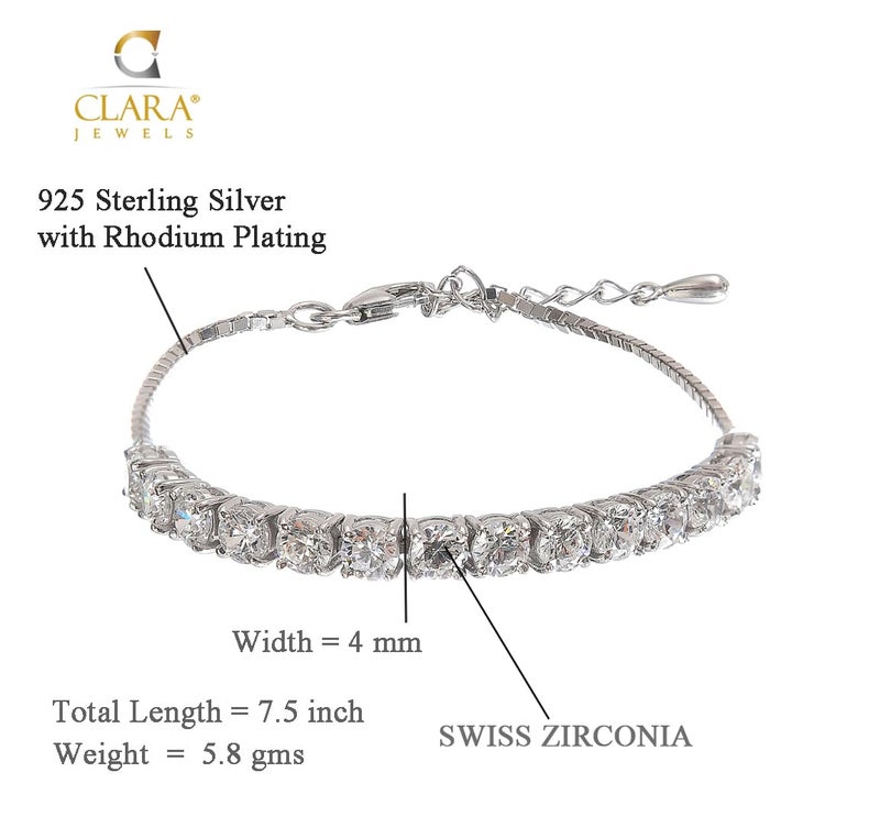 Clara Made with Swiss Zirconia 925 Sterling Silver Siena Solitaire Bracelet Gift for Women and Girls - Image 5