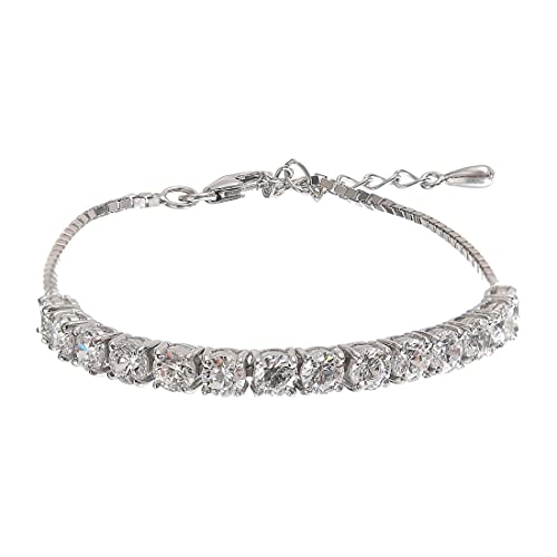 Clara Made with Swiss Zirconia 925 Sterling Silver Siena Solitaire Bracelet Gift for Women and Girls - Image 1