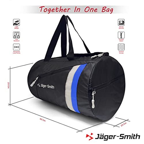 Jager_Smith Jager-Smith GB 900 Multipurpose Gym Bag with Shoe Compartment (Black, White & Blue) - Image 3