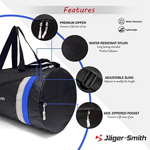 Jager_Smith Jager-Smith GB 900 Multipurpose Gym Bag with Shoe Compartment (Black, White & Blue) - Image 4
