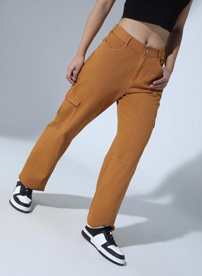 Hubberholme Solid High Rise Cargo Pants - Image 1