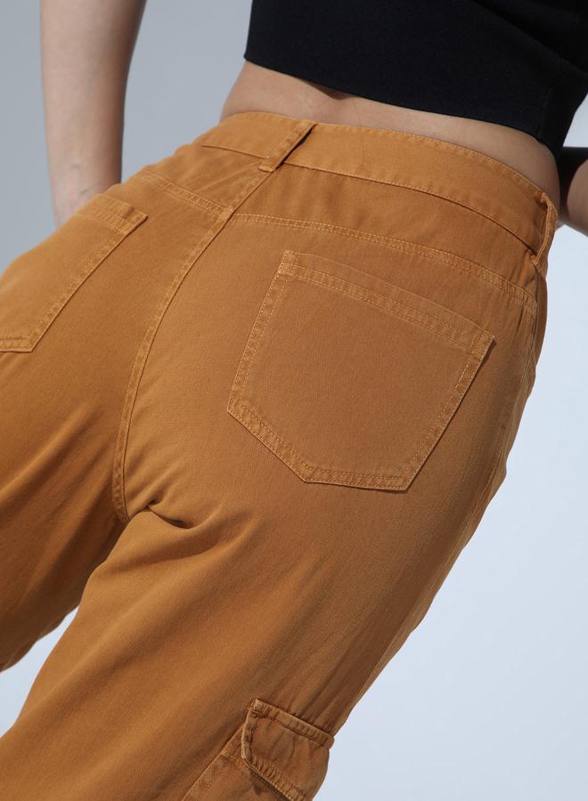 Hubberholme Solid High Rise Cargo Pants - Image 3