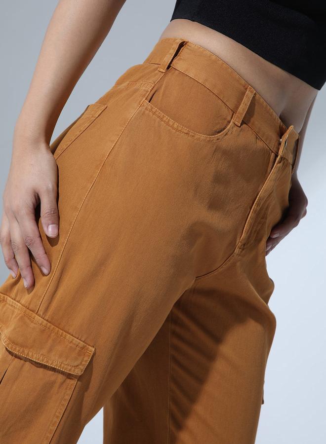 Hubberholme Solid High Rise Cargo Pants - Image 2