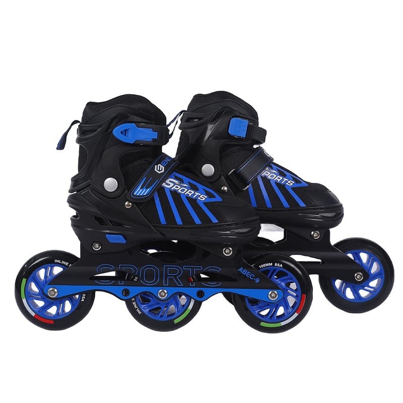 Endless EL1031 Inline Adjustable Skates Small Size 29 EUR (UK 11.5) - 33 EUR (UK 2) for 3 to 6 Years | Blue | Aluminium Chassis and 100 mm PU Three Wheels | With ABEC 9 Bearings | Indoor and Outdoor - Image 1