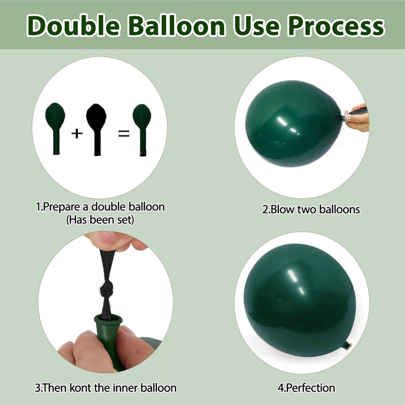 Zesliwy Emerald Green White Gold Balloons Arch Kit,Double Stuffed Dark Green Sage Dusty Olive Green Sand White Beige Chrome Gold Confetti Balloons Garland for Birthday Wedding jungle Safari Party Decorations - Image 3