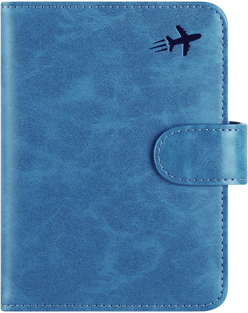 PASCACOO Passport Holder Cover Wallet RFID Blocking Leather Card Case Travel Accessories for Women Men, Z #Blue, Rfid Wallet - Image 1