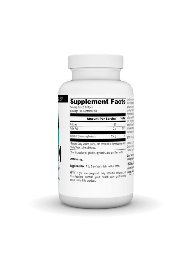 Source Naturals سورس ناتشورالز ليسيثين 1200 ملغ، مستحلب طبيعي - 100 كبسولة لينة - Image 2