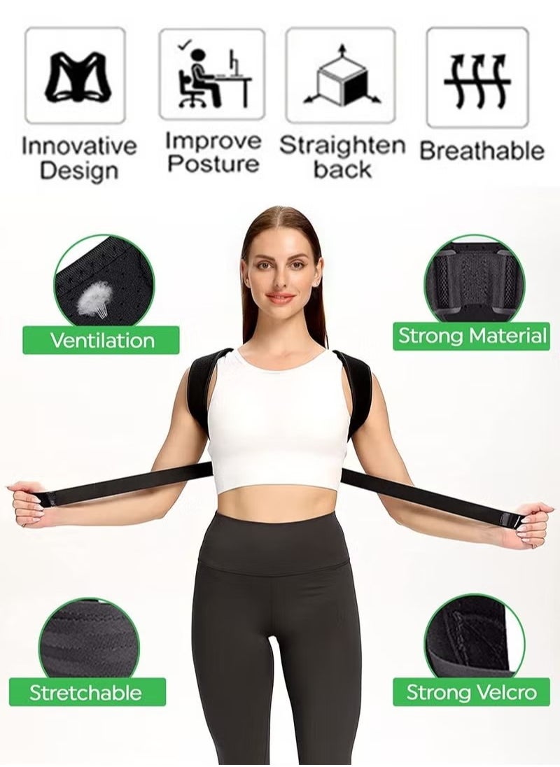 Ome - Back Support Brace and Posture Correction Belt, Relieves Pain Stress and Fatigue with Neck Shoulder Clavicle and Spine Alignment, Reshape Your Body With This Back Straightener and Be Attractive, Fit - Image 1