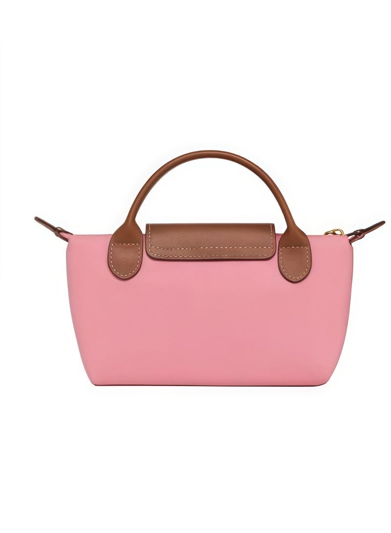 Longchamp Elegant Mini Camera Bag for Women – Premium Leather Flap Design, Top Handle & Detachable Crossbody Strap, Compact Luxury Shoulder Bag Pink - Image 4