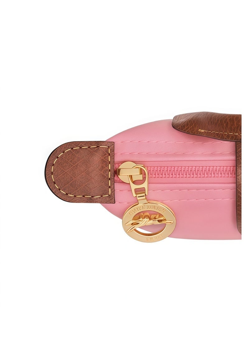 Longchamp Elegant Mini Camera Bag for Women – Premium Leather Flap Design, Top Handle & Detachable Crossbody Strap, Compact Luxury Shoulder Bag Pink - Image 3