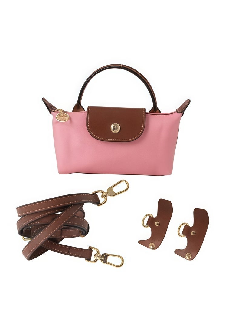 Longchamp Elegant Mini Camera Bag for Women – Premium Leather Flap Design, Top Handle & Detachable Crossbody Strap, Compact Luxury Shoulder Bag Pink - Image 1