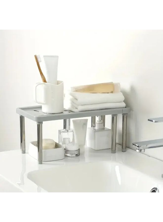 White Expandable Storage Shelf Organizer For Kitchen Bathroom Bedroom Cabinet Partition - Image 4