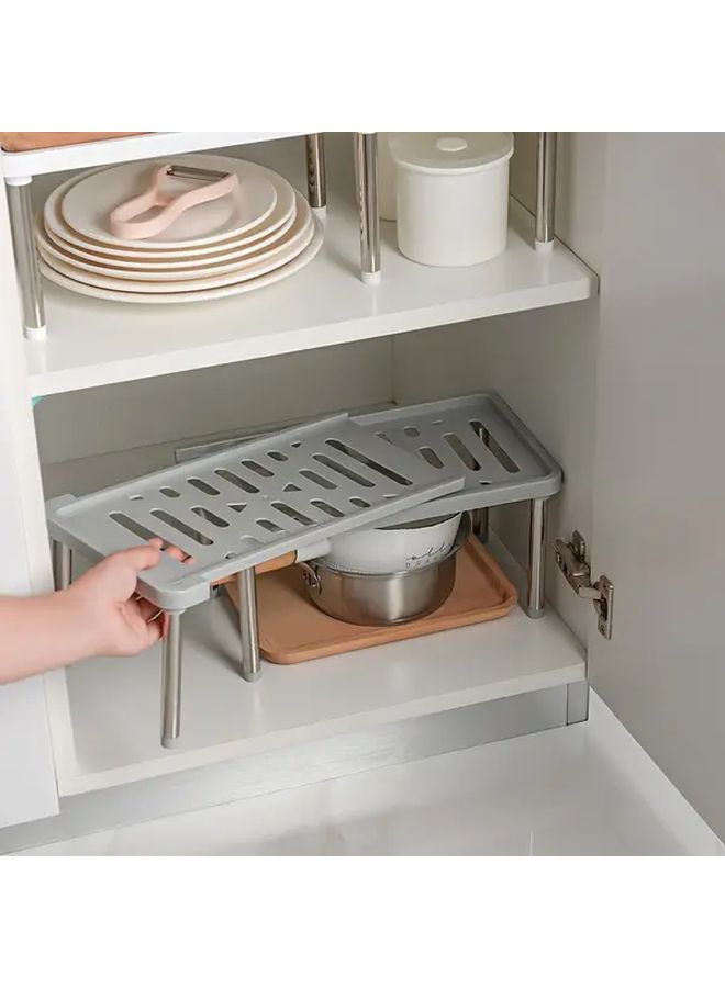 White Expandable Storage Shelf Organizer For Kitchen Bathroom Bedroom Cabinet Partition - Image 5