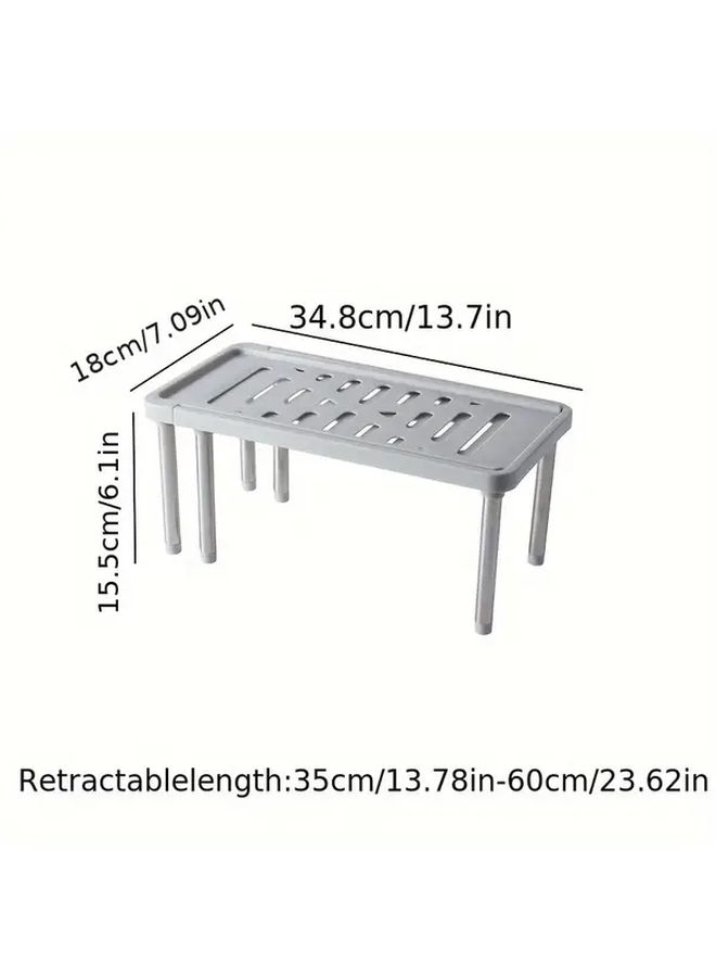 White Expandable Storage Shelf Organizer For Kitchen Bathroom Bedroom Cabinet Partition - Image 3