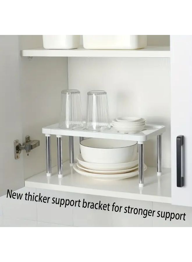 White Expandable Storage Shelf Organizer For Kitchen Bathroom Bedroom Cabinet Partition - Image 2