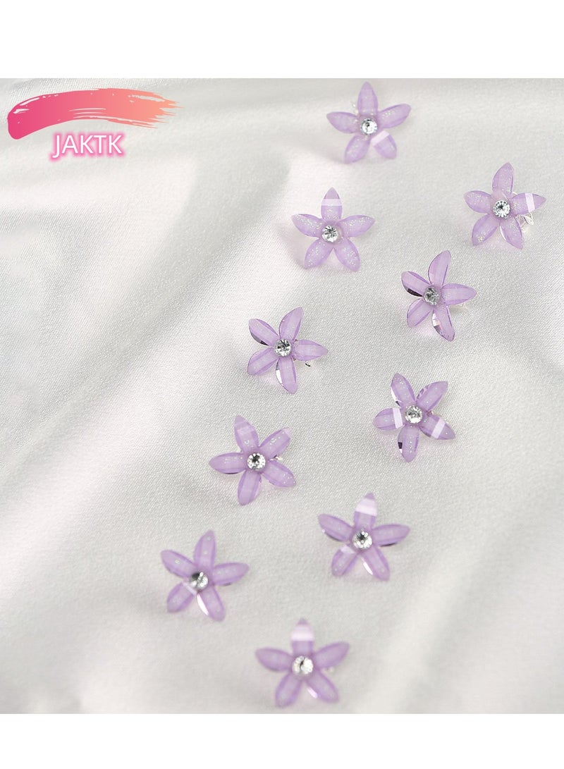 JAKTK 20-Piecs Mini Diamond hair buckle Flower Hair Clips,with Crystal Metal Claw Clips,Sparkling Hair Barrettes Nonslip Side Clip Hair Accessories for Women and Girls - Image 3
