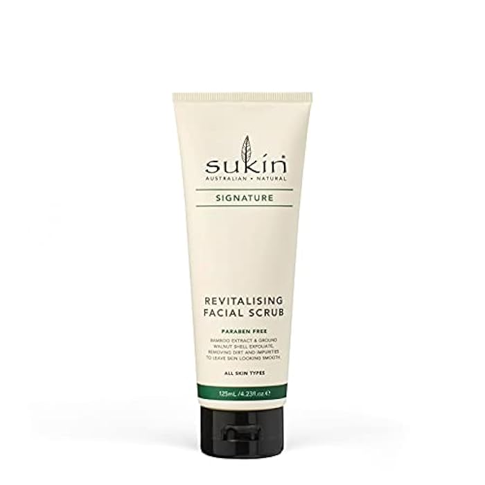 Sukin Organics Revitalizing Face Scrub, Hydrating Cream-Based Facial Exfoliator with Bamboo Extract & Walnut Shell Exfoliant, Cleansing & Soothing, Normal to Dry Skin Types, Paraben Free, 4.23 Fl Oz - Image 1