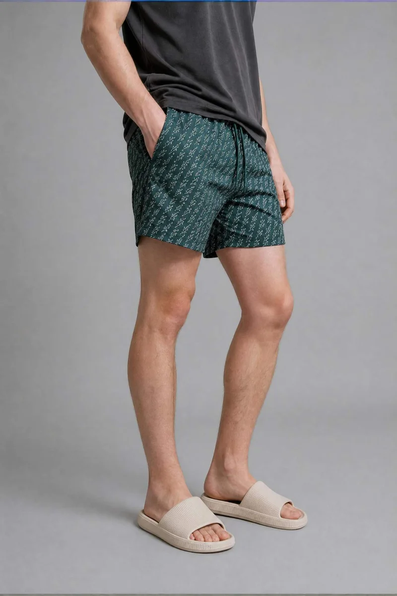 Defacto  Printed Green Short Swim Shorts for Men | Best Price UAE