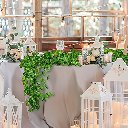 CQURE 12 Pack 84Ft Artificial Ivy Garland, Fake Vines UV Resistant Greenery Leaves Fake Plants Hanging Aesthetic Vines for Home Bedroom Party Garden Wall Room Decor - Image 2
