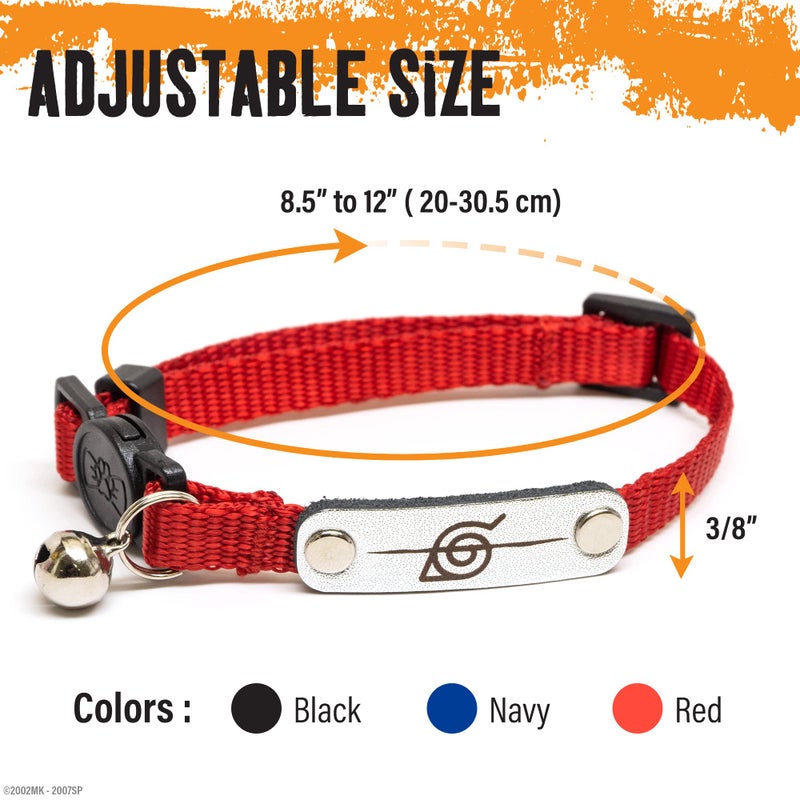 PAWSONIFY Naruto Breakaway Cat Collars for Girl & Boy Cats | Officially Licensed Naruto Shippuden Hidden Leaf Village Pet Accessories & Gifts, (8.5â€ to12â€) Adjustable Cute Kitten Collar with Bell (Black, Rogue) - Image 3