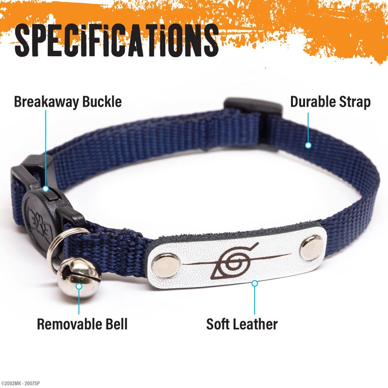 PAWSONIFY Naruto Breakaway Cat Collars for Girl & Boy Cats | Officially Licensed Naruto Shippuden Hidden Leaf Village Pet Accessories & Gifts, (8.5â€ to12â€) Adjustable Cute Kitten Collar with Bell (Black, Rogue) - Image 2