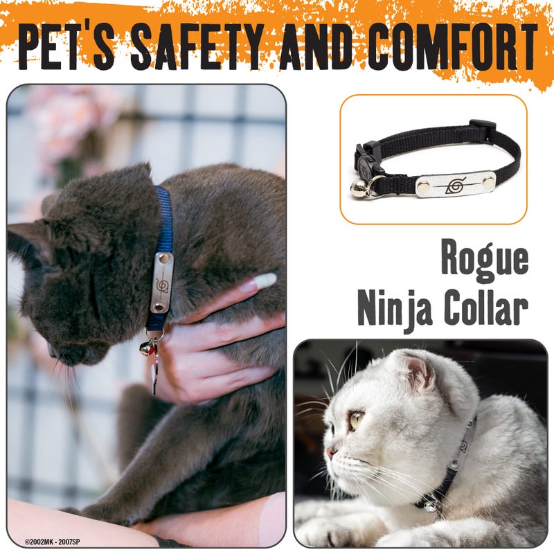 PAWSONIFY Naruto Breakaway Cat Collars for Girl & Boy Cats | Officially Licensed Naruto Shippuden Hidden Leaf Village Pet Accessories & Gifts, (8.5â€ to12â€) Adjustable Cute Kitten Collar with Bell (Black, Rogue) - Image 5