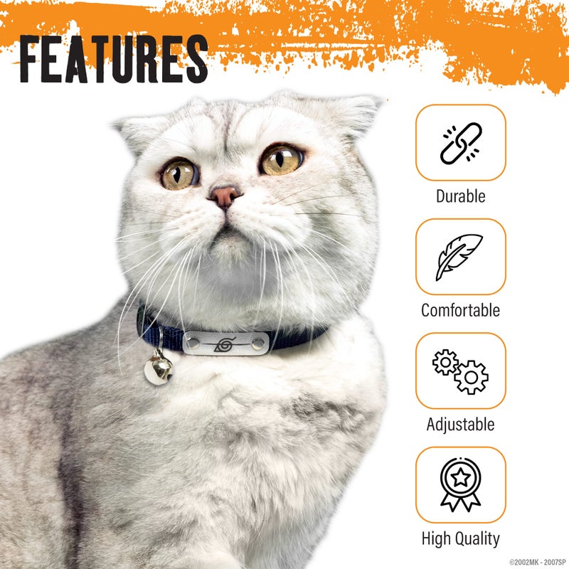 PAWSONIFY Naruto Breakaway Cat Collars for Girl & Boy Cats | Officially Licensed Naruto Shippuden Hidden Leaf Village Pet Accessories & Gifts, (8.5â€ to12â€) Adjustable Cute Kitten Collar with Bell (Black, Rogue) - Image 4