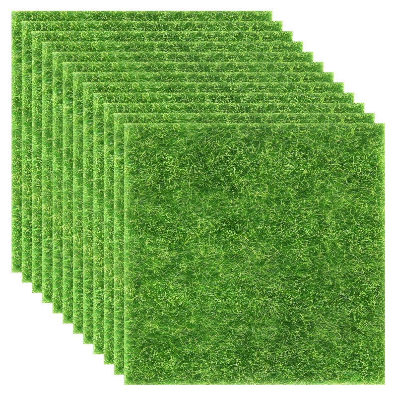Elcoho 12 Pieces Fake Grass for Crafts Fairy Garden 6 x 6 Inches Artificial Garden Grass for Miniature Ornament Dollhouse DIY Decoration - Image 1