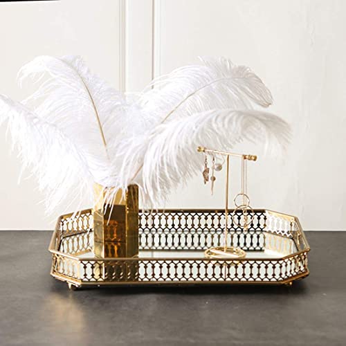 BOCFOA Vintage Gold Mirrored Vanity Tray – Decorative Perfume and Makeup Organizer with Handles for Dresser, Bathroom or Jewelry Display, Large Size 13.8" X 9.6" X2.2" - Image 4