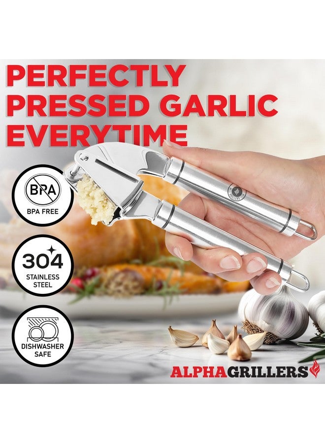 Alpha Grillers Alpha Grillers Best garlic Press & Peeler Set - Solid Stainless Steel Mincer & Silicone Tube Roller To Peel And Crush Your Raw Cloves - Image 2