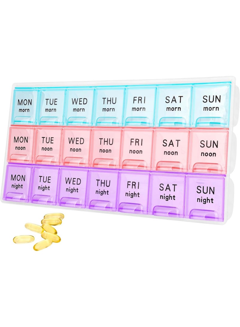 Large Weekly Pill Organizer 3 Times A Day – 7 Day Travel Medicine Pill Box, Moisture-Proof Vitamin and Supplement Storage Case, Portable Pill Container for Medication, Fish Oil & Daily Pills, Secure & Easy Open Design, Ideal for Home and Travel Use - Image 1