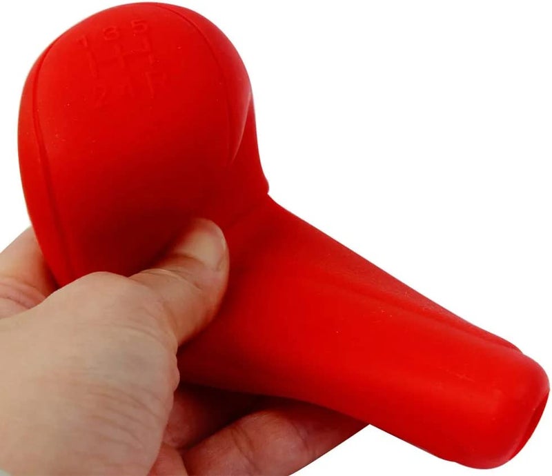 CarOxygen Car Oxygen Car Gear Shift Knob Cover & Hand Brake Cover Set for Women and Men Soild Color Silicone Car Handbrake Cover Gear Shift Knob Cover Protector Universal Anti Slip Car Interior Accessories,Red - Image 5