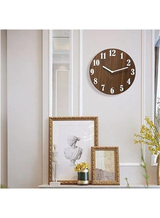 كيلا ساعة حائط مضيئة، تصميم خشبي صامت 12 بوصة، إضاءة ليلية متينة من الخشب الخالص، ساعة حائط دائرية، صامتة لا تصدر صوت تكتكة، سهلة القراءة، مناسبة لغرفة المعيشة أو الفصل الدراسي أو المكتب - Image 5