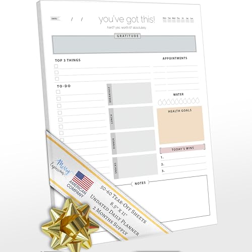 Merry Expressions Daily Planner To Do List Notepad with Undated 8.5x11" Tear-Off Sheets, ADHD Planner, Time Block Planner, Desktop To Do List Notepad, To-do Notebook - Image 1