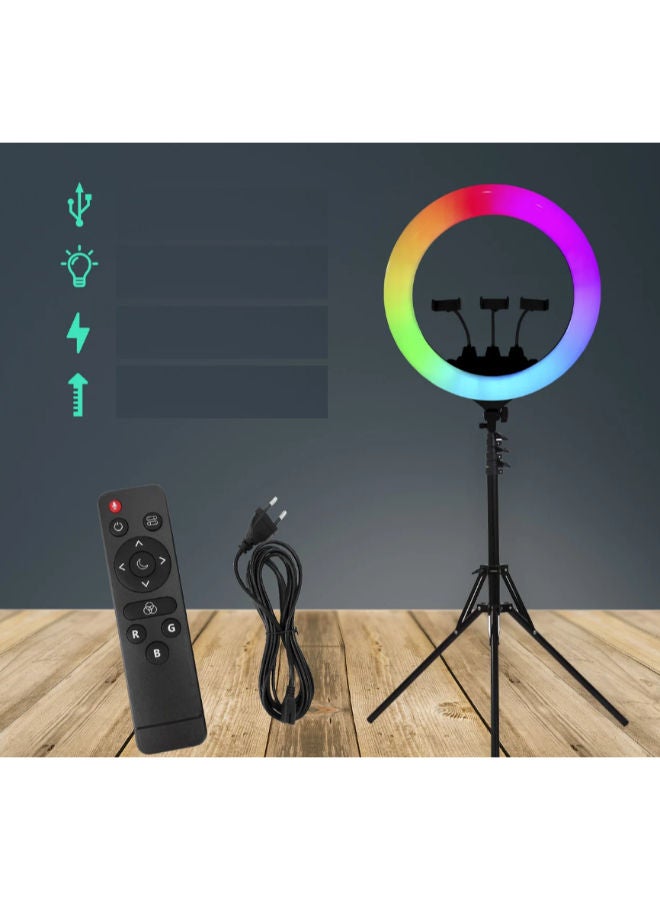 SHOPI MJ56 22 Inch RGB Selfie Ring Light With Tripod Stand&3 Cell Phone Holder&Remote Control 22 inch RGB ring light  - Image 2
