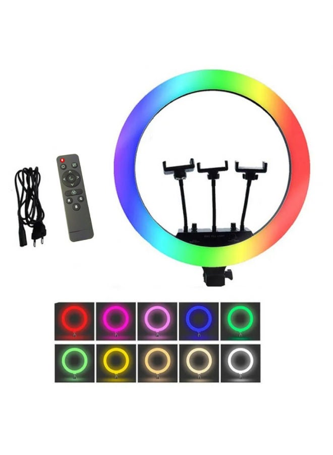 SHOPI MJ56 22 Inch RGB Selfie Ring Light With Tripod Stand&3 Cell Phone Holder&Remote Control 22 inch RGB ring light  - Image 1