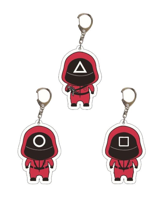3 PCS Squid Game Acrylic Creative Key Chain
