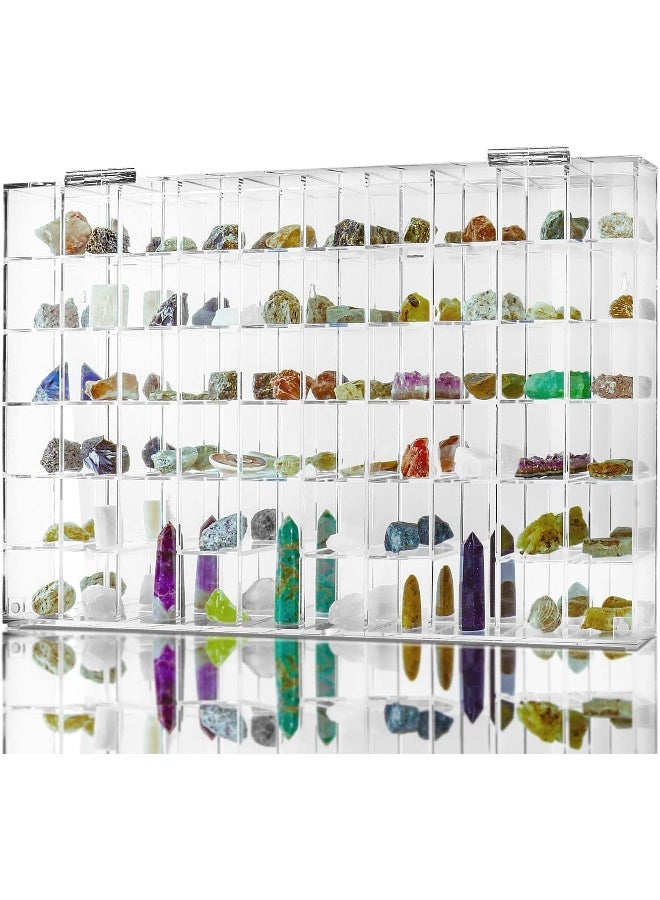 TPGP Adjustable Seashell Display Case Box Large Rock Fossil Arrowhead Display Case Crystal Organizer Clear Wall Mounted & Desktop 60 Room Shadow Box for Mini Pop Figure, Collectibles, with Mirrored & Lid  - Image 1