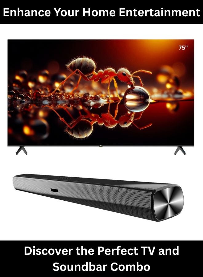 VG حزمة VG من تلفاز ذكي 75 بوصة 4K UHD (محور WebOS، لوحة من الدرجة A+، جهاز تحكم سحري، صوت دولبي) مع مكبر صوت (بلوتوث، راديو FM، صوت قنوات 2.0) - Image 2