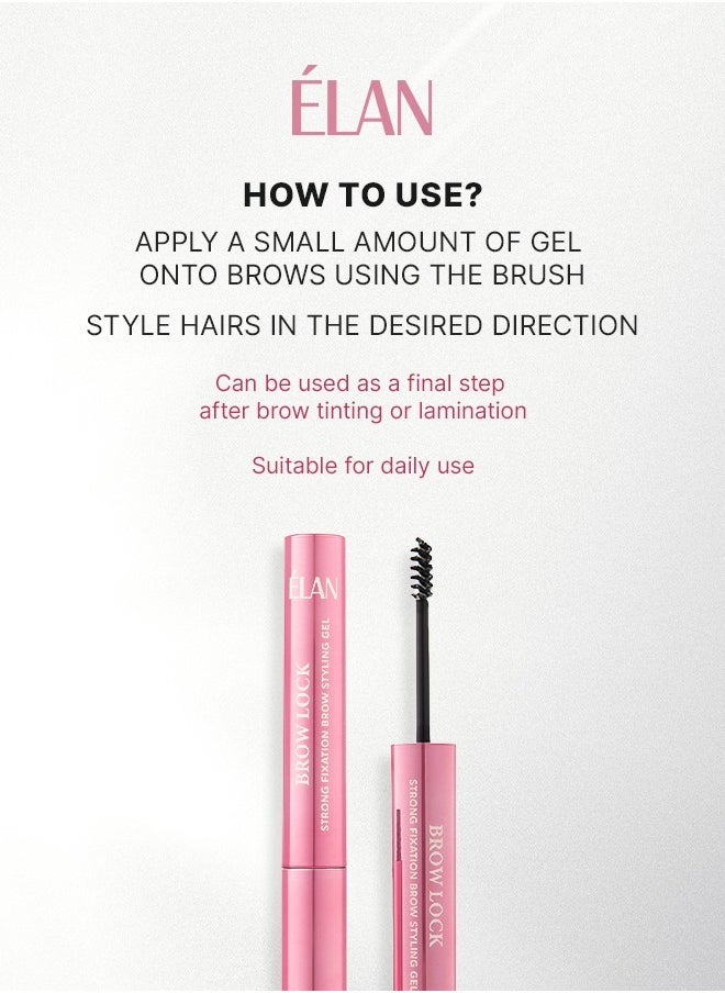 Elan - Elan Brow Lock Strong Fixation Gel - Clear Brow Styling Gel 4.5 ml | 24H Long-Lasting Hold, Nourishing & Hydrating Brow Gel | Lightweight Transparent Eyebrow Fixer for Natural, Well-Groomed Brows - Image 1