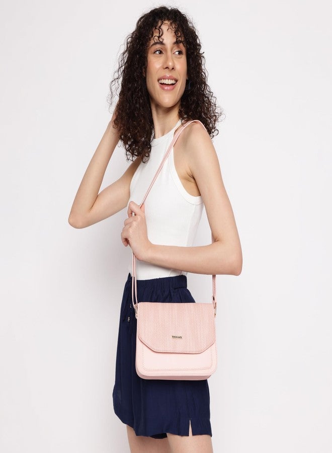 Fastrack Textured Flap Sling Bag For Women | Faux Leather Sling Bag With Magnetic Button Closure | Adjustable Shoulder Strap | Trendy Crossbody Bag For Girls | Trendy Women's Handbags - Image 2