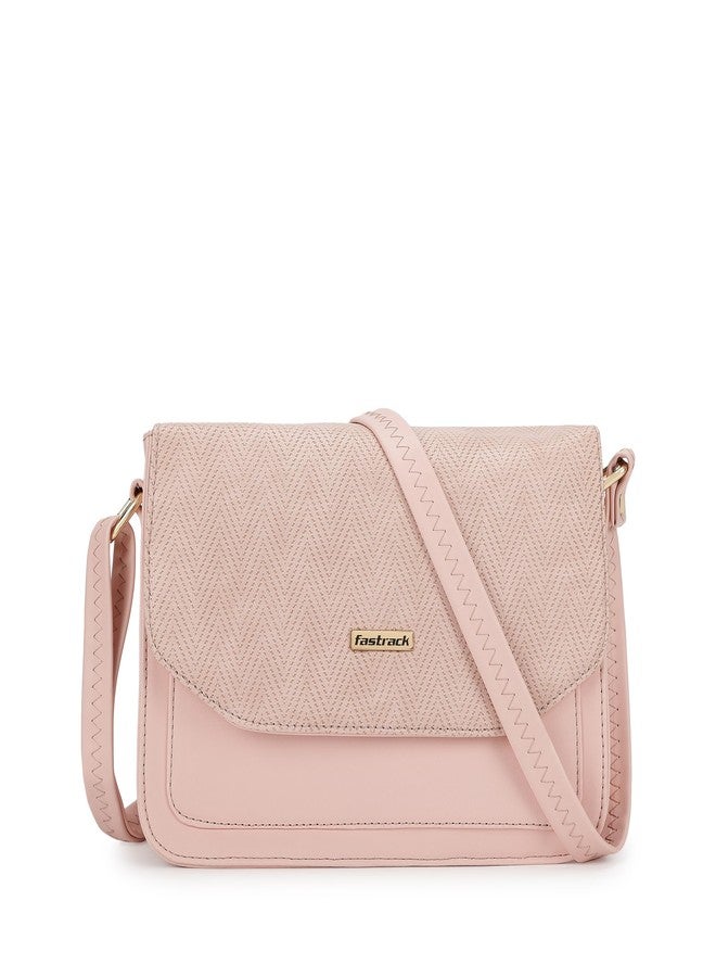 Fastrack Textured Flap Sling Bag For Women | Faux Leather Sling Bag With Magnetic Button Closure | Adjustable Shoulder Strap | Trendy Crossbody Bag For Girls | Trendy Women's Handbags - Image 1